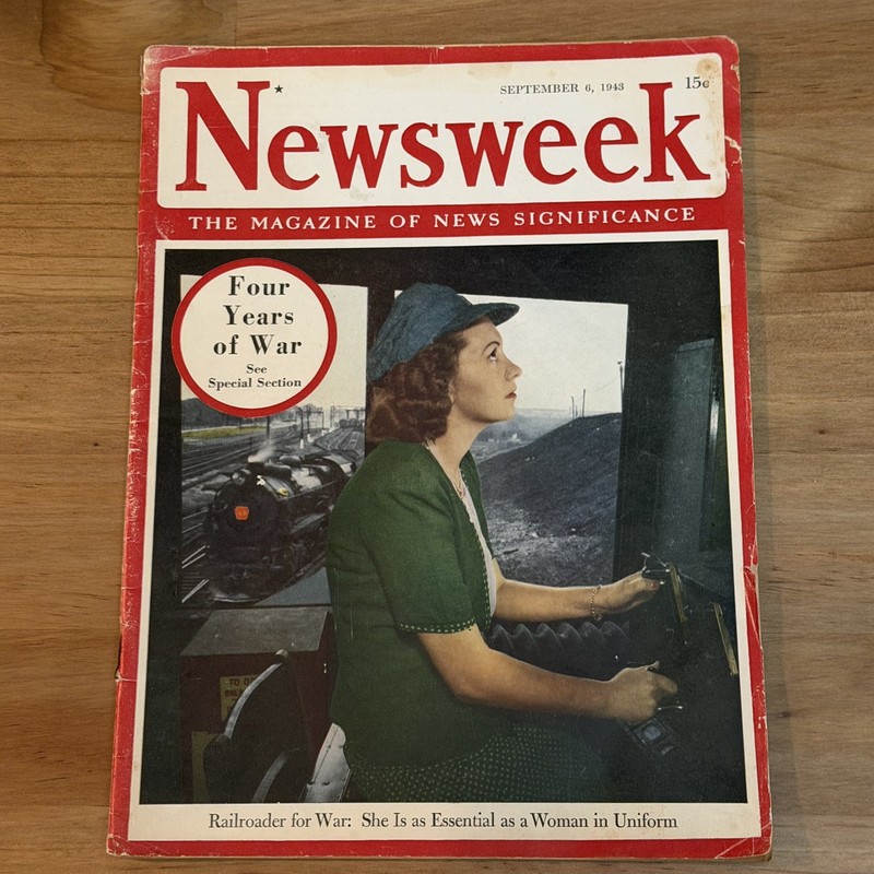 Newsweek Magazine - Sept. 6, 1943. - Four Years of War - RARE COLORIZED COVER