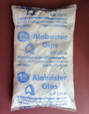 DDR - Tüte Alabaster Gibs, OVP.  VEB Harzer Gipswerke Rottleberode