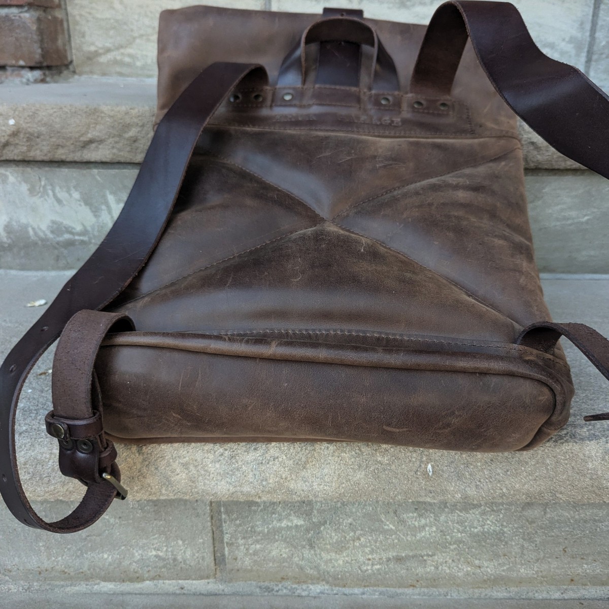 Kruk Garage - Leather Roll-top Backpack Minimilist Design View 4