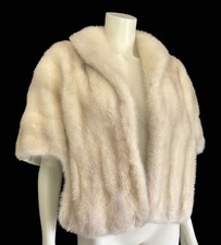 Blonde MINK Fur Stole, Real Vintage Shawl, Winter Wedding Beige Ivory Jacket
