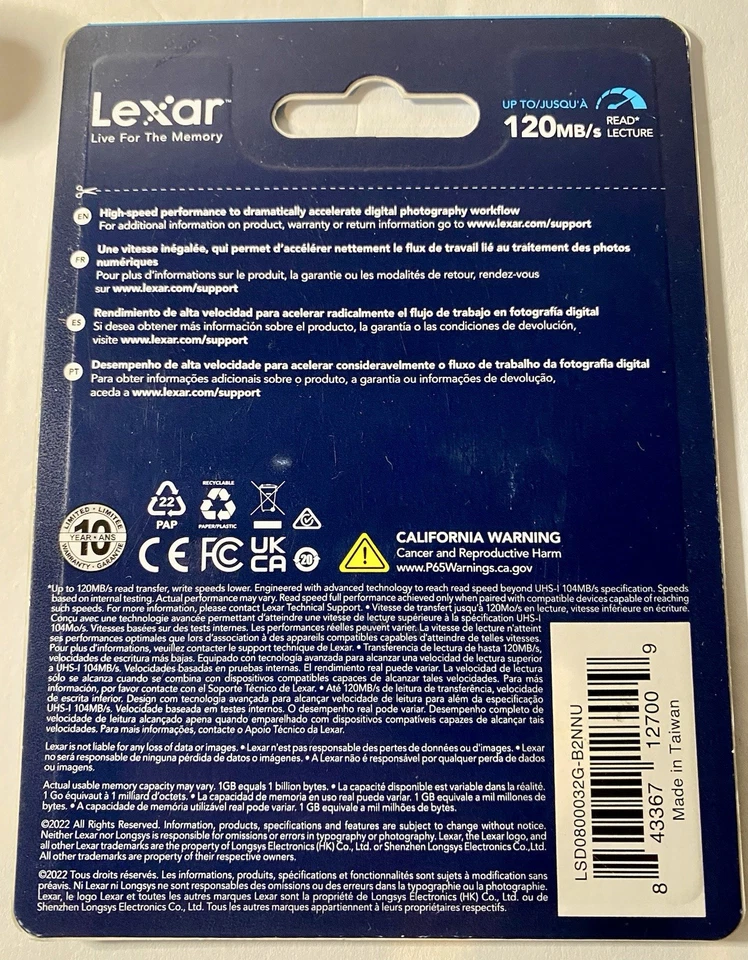 Lexar High-Performance 800x 32GB SDHC UHS-I Memory Card (2-Pack) - Image 2 of 2