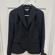 Ann Taylor Black Wool Stretch Pinstripe Blazer Jacket - Size 2