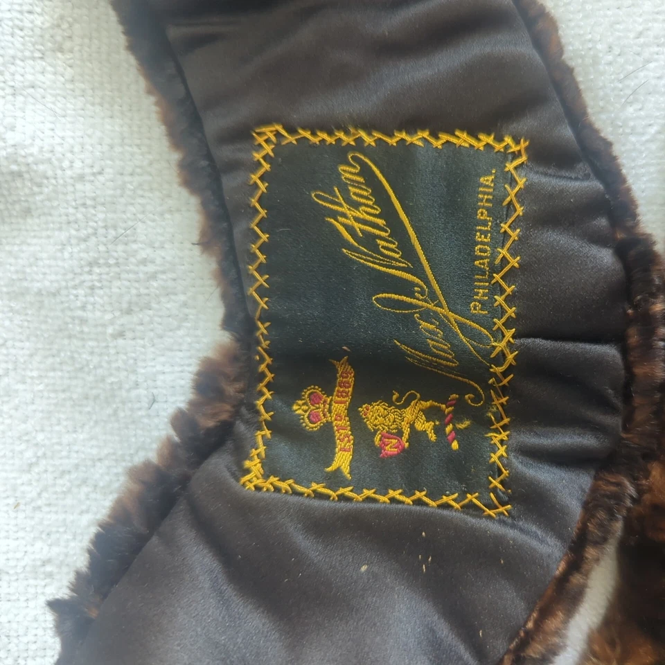 Vintage Brown Fur Collar/Stole , lined with adjustable hook, Rabbit? - Image 2 of 4