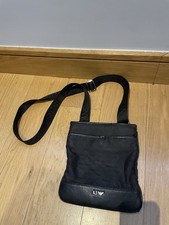 Emporio Armani Leather Messenger Pouch Black