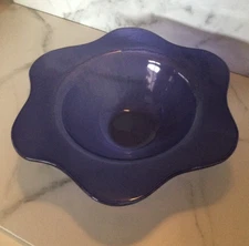 Vintage  9” Annie Glass Blue Flower Art Bowl