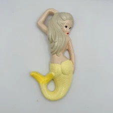 Mermaid Chalkware Kitsch Kitschy Wall Plaque Mid-Century Retro Fish VTG Style