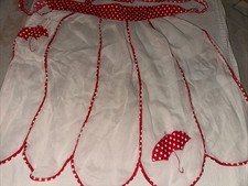 Vintage 1950's White w/ Red Polka Dots With Umbrella Retro Sheer Half Apron