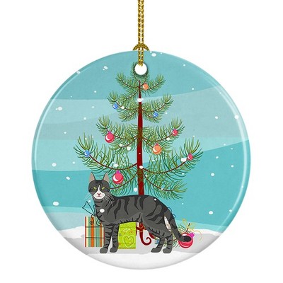 Caroline's Treasures Tricolour Aegean Cat Merry Christmas Ornament CK4548CO1