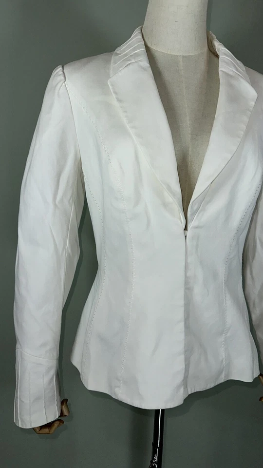 Blazer Thierry Mugler Couture para mujer vintage blanco algodón talla 42 Foto 4 de 4