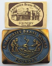 Vtg 1982 Anacortes Brass Works Foundry Western Brass Belt Buckle