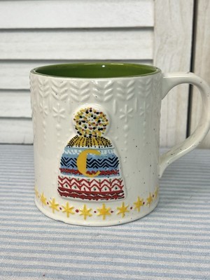 Anthropologie Coffee Cup Mug Bundled Up Knit Hat Monogram Letter C *CHIP