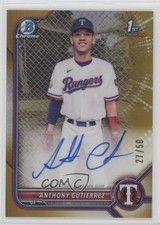 2022 Bowman Chrome Prospect Gold Refractor 27/50 Anthony Gutierrez Auto 03ox