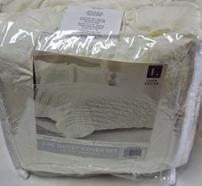 Lush D cor Ravello Pintuck King Duvet Cover Set Ivory 3-Piece Machine Washable
