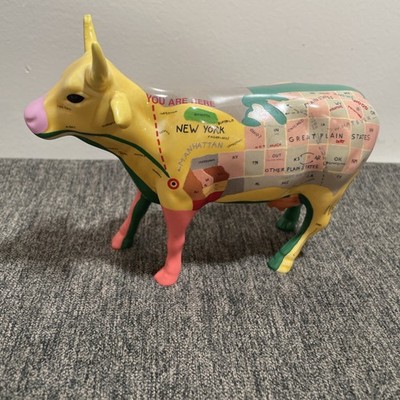 Cow Parade Map Cow # 9162 Figurine NYC New York City Retired 2000 You Are Here