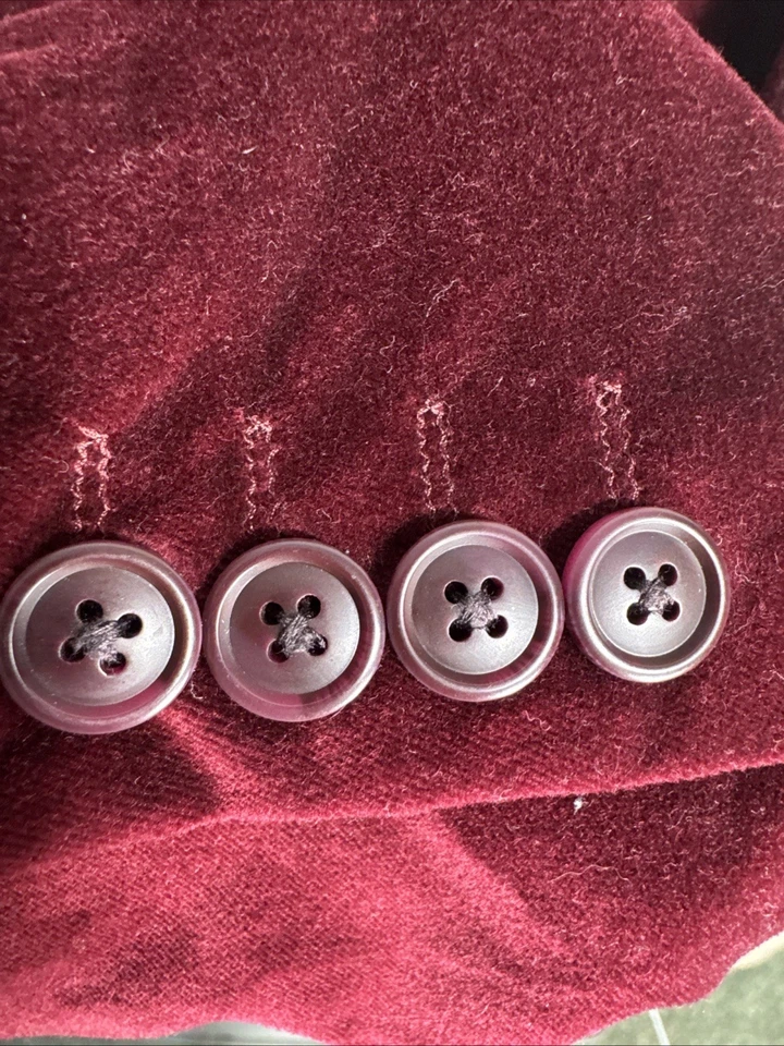 Blazer Adolfo 40S Extra Slim Fit 40Veludo Veludo Borgonha Vinho Vermelho 100% Algodão - Imagem 2 de 4