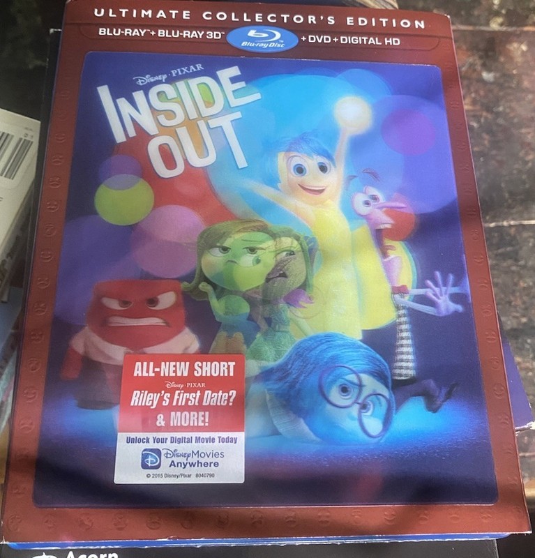 Inside Out Blu-ray, 3D, DVD, Digital (2015) Ultimate Collectors Edition NEW 