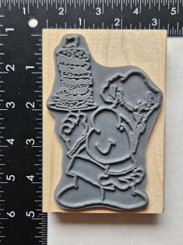 Stampendous ZIGGY Cartoon "Balanced Meal" Chef Hat Big Burger Rubber Stamp GP001 - Picture 3 of 3