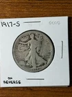 RARE  1917 s walking liberty half dollar