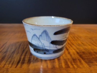 Antique- Japanese Soba Noodle Cup, Soba Choko, Edo Period 1620-1868, Landscape