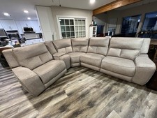 Terrine 5-Piece Fabric Sectional Couch 3 Power Motion Recliners 1 USB Console