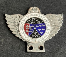 HASTINGS ST LEONARDS EAST SUSSEX CAR CLUB MEMBER 196 VINTAGE CAR BADGE EMBLEM