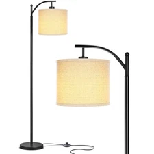 Brightech Montage LED Floor Lamp – Modern with Arc Hanging Shade Lamp Black