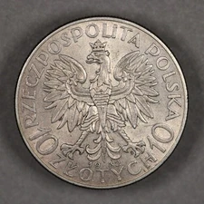 1932 W Poland Silver 10 Zlotych Lustrous
