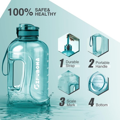 3L Motivational Large Water Bottle with Time Marker 3 Liter Big Drinking Bottle - Picture 7 of 7
