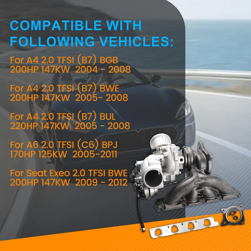 Turbocharger for Audi A4 A6 2.0T B7 BUL BWE BGB K03 2005 2007 2008 2006 Turbo - Image 4 of 4