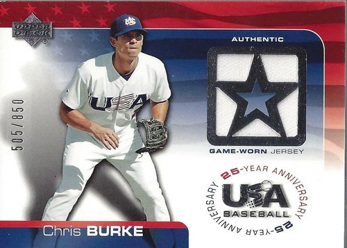 04 Usa Baseball 25th Anniversary Game Jersey Cb Chris Burke 850 Jersey Ebay