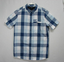 Jack Wolfskin Outdoors Blue Plaid Vented Button Front Short Sleeve Shirt Mens L