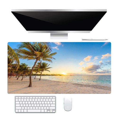 Palm Tree Plant Mouse Pad Ocean Blue Desk Mat for Keyboard and Mouse Desk Pad - Picture 6 of 6