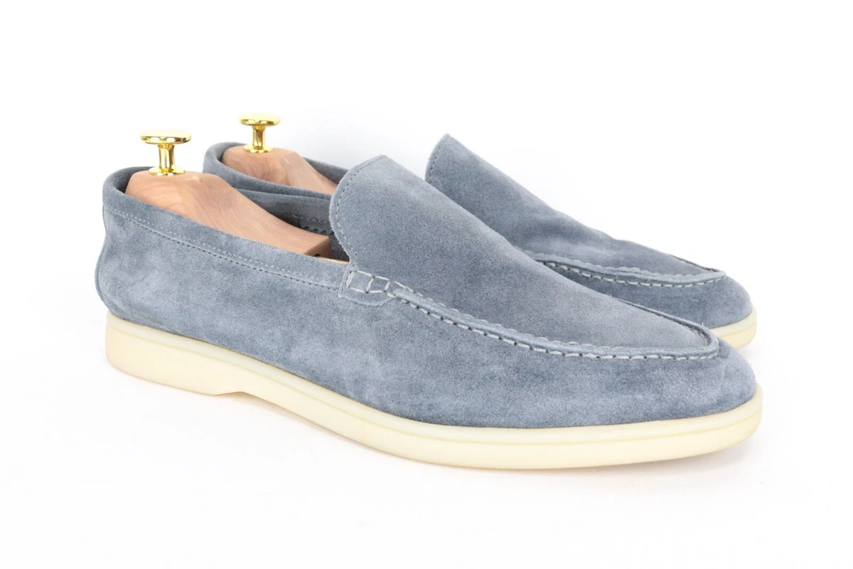 SUITSUPPLY Men Casual Shoes EU42 Light Grey Leather Suede Slip On Loafers