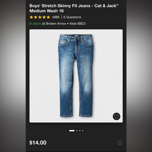 TWO Pair: Boys' Stretch Skinny Fit Jeans - Cat & Jack Medium Wash - Picture 6 of 6