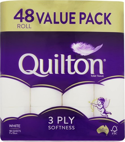 48x Quilton Toilet Paper Tissue Rolls 3-Ply 180 Sheets - Free postage Best Price - Picture 2 of 7