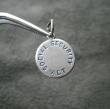 JMF Social Security Act Vintage Sterling Silver & Enamel Charm Pendant  1.0g