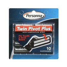 Personna Twin Pivot Plus Cartridges with Lube Strip for Atra & Trac II, 10 Count