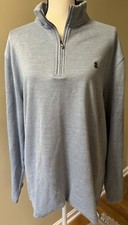 IZOD Men's Blue Poly 1/2 Zip Pullover Shirt Sweater Size L Heathered