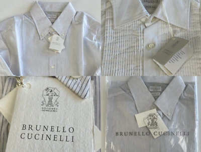 Brunello Cucinelli Homme de Luxe Chemise Coton Popeline Manche Longue Neuf XL - Photo 1/4