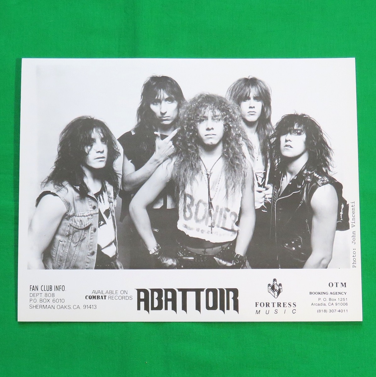 Abattoir Press Photo 1985 Vicious Attack LP Combat Records