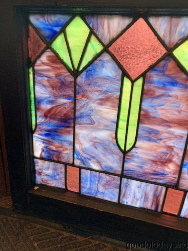 Beautiful Antique Stained Leaded Glass Transom Window 40 X 21 Ebay