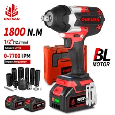 1800Nm Cordless Electric Impact Wrench Gun 1/2'' High Power Driver with Batterie