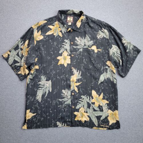 Tommy Bahama Seide hawaiianisches Shirt XL Blumenmuster Hibiskus Blume geknöpft Aloha Herren - Bild 1 von 10