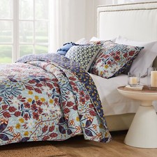 Barefoot Bungalow Perry Quilt Set, 3-Piece King/Cal King, Slate Blue