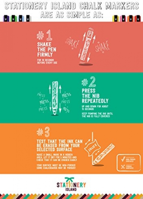 Stationery Island Chalk Marker D30 10 Brilliant Bright Colours Liquid