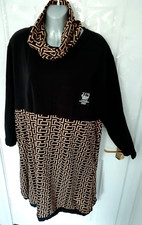 Made in Italy Black Brown Stretchy Lagenlook Dress Pockets One Size & Cowl Scarf