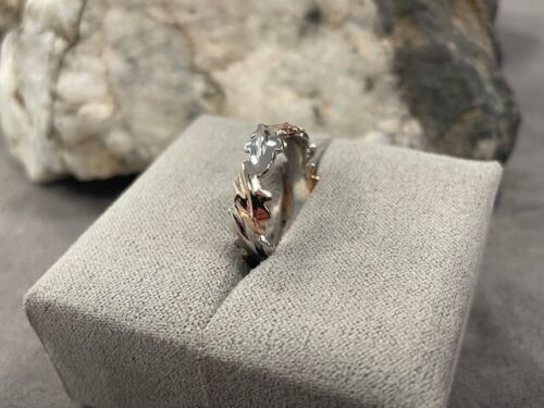 Welsh Silver & 9ct Rose Gold Royal Clogau Oak Ring Size P New Rare Wales 925 - Picture 10 of 13