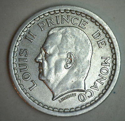 1943 France Monaco 1 Franc Aluminum Coin BU Europe French World 1F