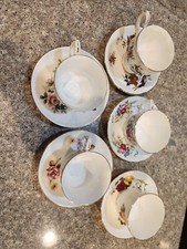 A COLLECTION OF 5 SETS OF BEAUTIFUL CROWN STAFFORDSHIRE FINE BONE CHINA ENGLAND