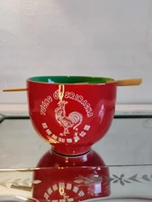 Sriracha Ramen Bowl Set Mug Chopsticks Hot Chili Sauce Kitchen Dining Dinnerware
